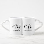 Elegant custom Mr and Mrs Coffee Mug Set<br><div class="desc">Mr and Mrs couple coffee mug,  customisable with your own name and your favourite colours.</div>