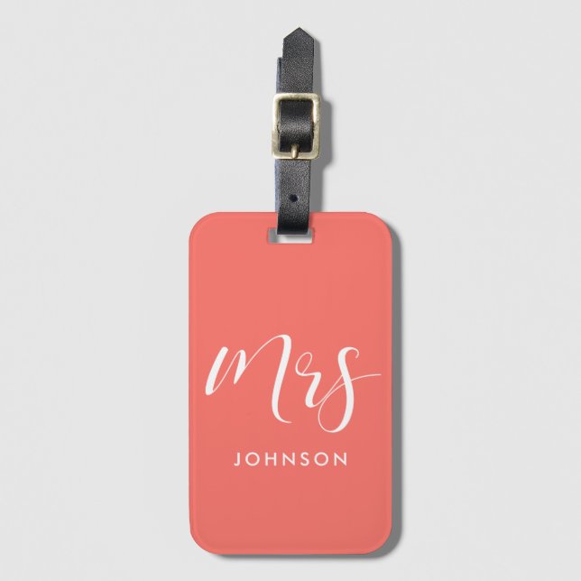 Elegant custom Mrs Luggage Tag (Front Vertical)