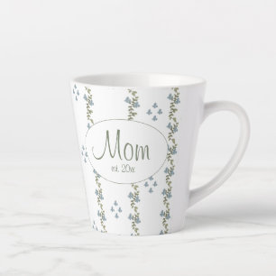 Elegant Custom "Mum, est. 20xx" Simple Floral Mug 