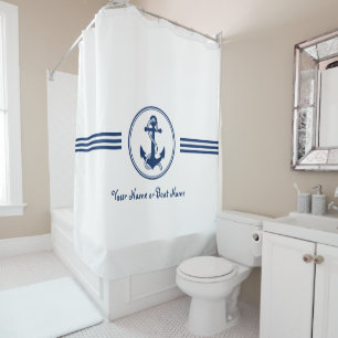 Elegant Custom Name Anchor & Rope Shower Curtain