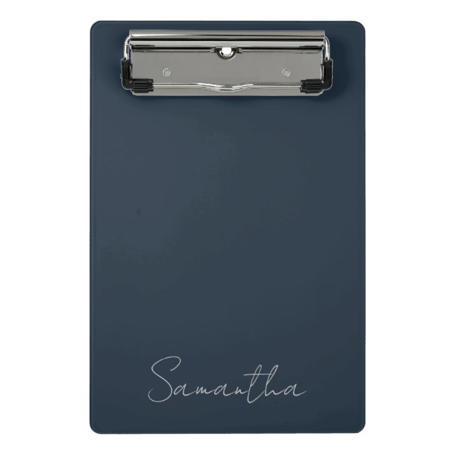 Elegant Custom Name Dark Blue Mini Clipboard (Front)