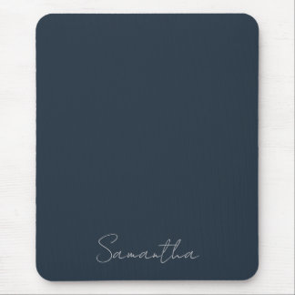 Elegant Custom Name Dark Blue Mouse Pad
