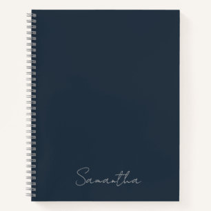Elegant Custom Name Dark Blue Notebook