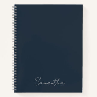Elegant Custom Name Dark Blue Notebook