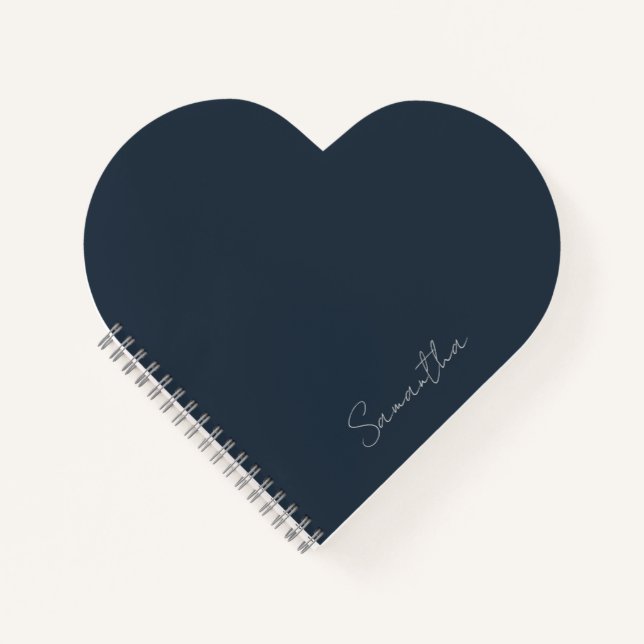 Elegant Custom Name Dark Blue Notebook (Front)