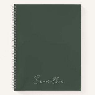 Elegant Custom Name Dark Green Notebook