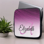 Elegant Custom Name Monogram Purple Ombre Streaks Laptop Sleeve<br><div class="desc">This elegant design features a a purple ombre streak background with custom name and initial letter monogram. Personalise the text fields with a name and initial,  remove both or one or click customise to select a font style,  size,  and colour you like.</div>