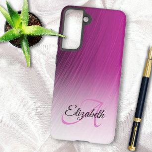 Elegant Custom Name Monogram Purple Ombre Streaks Samsung Galaxy Case