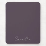 Elegant Custom Name Purple Taupe Mouse Pad<br><div class="desc">Elegant Custom Name Mouse Mat in purple taupe with name in silver handwriting. Simply fill in your name or customize further to create your personalized mouse mat.</div>