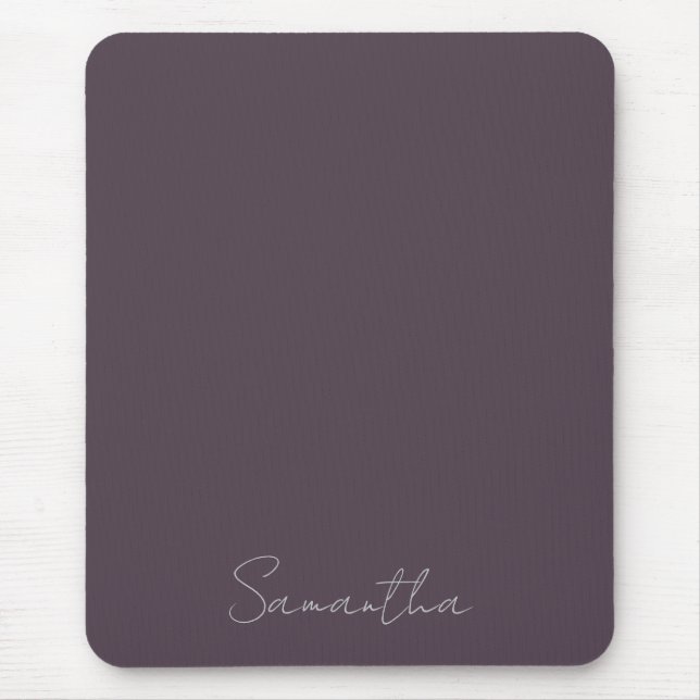 Elegant Custom Name Purple Taupe Mouse Pad (Front)