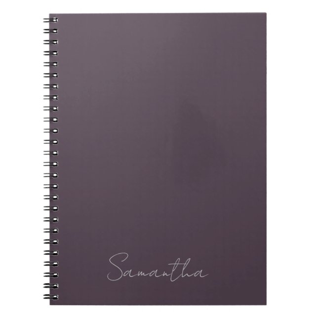 Elegant Custom Name Purple Taupe Notebook (Front)