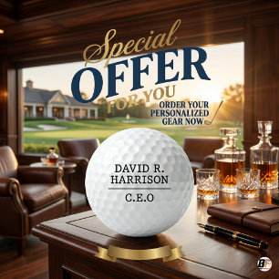 Elegant Custom Name & Title Corporate CEO Minimali Golf Balls