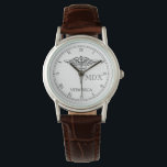 Elegant Custom Name|Title Health Profession Watch<br><div class="desc">A beautiful elegant black and white watch, with a classic medical caduceus symbol and a spot for your gift recipient's name. A great gift for anyone who is a doctor, a M.D. graduate, or any proud member of the medical community. This watch contains a white face along with a black...</div>