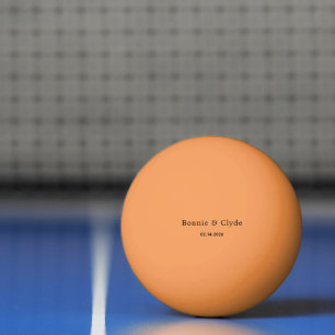 Elegant Custom Names and Date Orange Ping Pong Ball