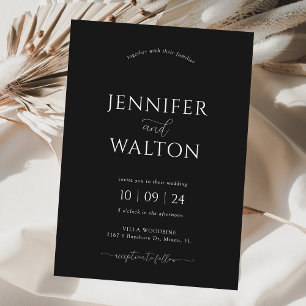 Elegant custom names black wedding invitation