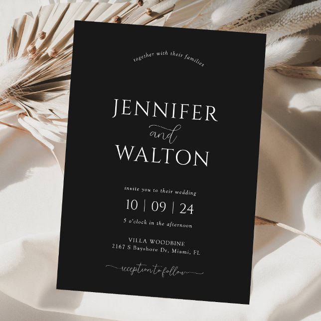 Elegant custom names black wedding invitation (Creator Uploaded)
