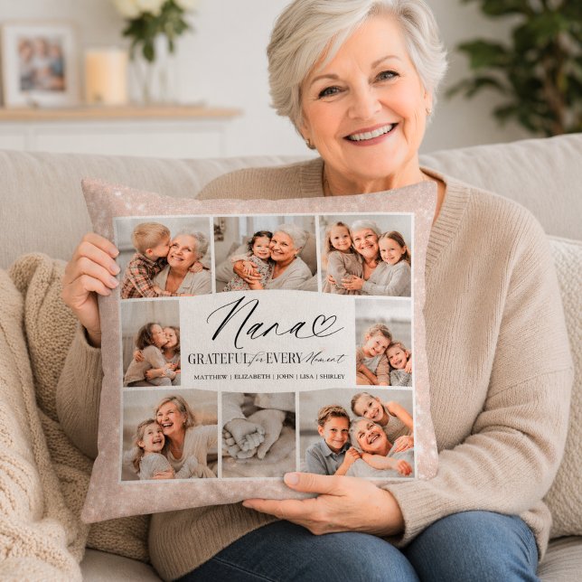 Elegant Custom Nana Photo Collage Keepsake Cushion (Creator Uploaded)