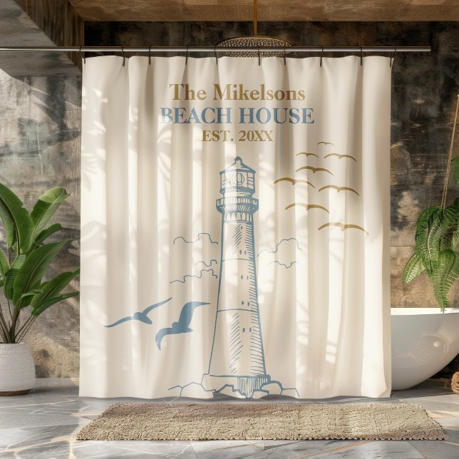 Elegant Custom Nautical Beach House Shower Curtain (Creator Uploaded)
