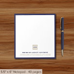 Elegant Custom Notepad with Navy Blue Frame<br><div class="desc">Stay organised in style with our Elegant Custom Notepad with Navy Blue Frame. This notepad features your company's logo, name, address, and contact information framed in a sophisticated navy blue border around a crisp white background. Whether you're jotting down important notes, messages, or to-do lists, this notepad exudes professionalism and...</div>