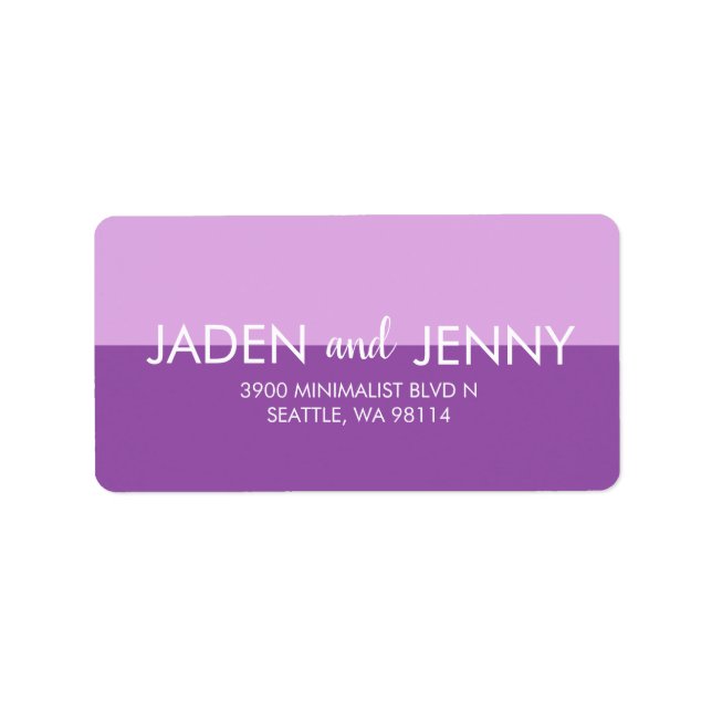 Elegant Custom Pastel Purple Shade Add Couple Name Label (Front)