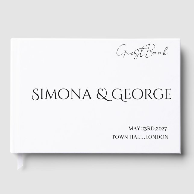 Elegant custom personalized wedding guest book (Front)