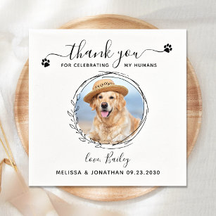 Elegant Custom Pet Photo Thank You Dog Wedding     Napkin