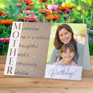 Elegant Custom Photo Acrostic Poem Mother Birthday Card