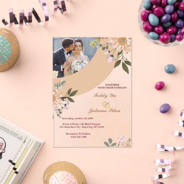Elegant Custom Photo Acrylic Wedding Invitations (Insitu (Celebration))