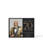 Elegant Custom Photo Black Gold 70th Birthday