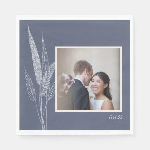 Elegant Custom Photo Blue Botanical Garden Wedding Napkin