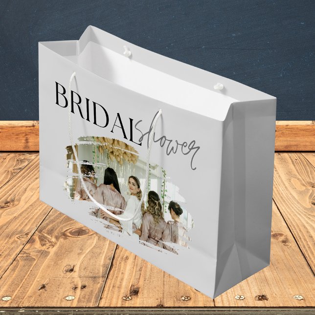 Elegant Custom Photo Bridal Shower Large Gift Bag (Creator Uploaded)