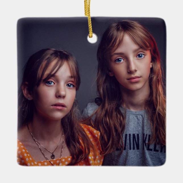 Elegant Custom Photo Ceramic Ornament (Front)
