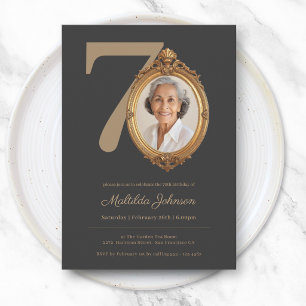 Elegant Custom Photo Gold 70th Birthday  Invitation