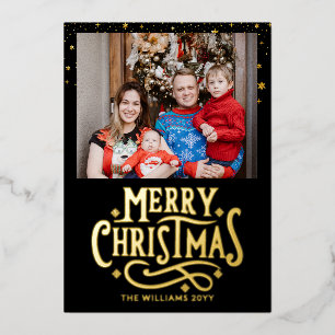 Elegant Custom Photo Gold Foil Christmas Card
