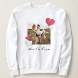 Elegant Custom Photo Sweatshirt with Names Couple 