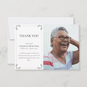 Elegant Custom Photo Sympathy Funeral White Thank You Card