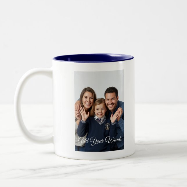 Elegant Custom Photo & Text Personalised  Two-Tone Coffee Mug (Left)