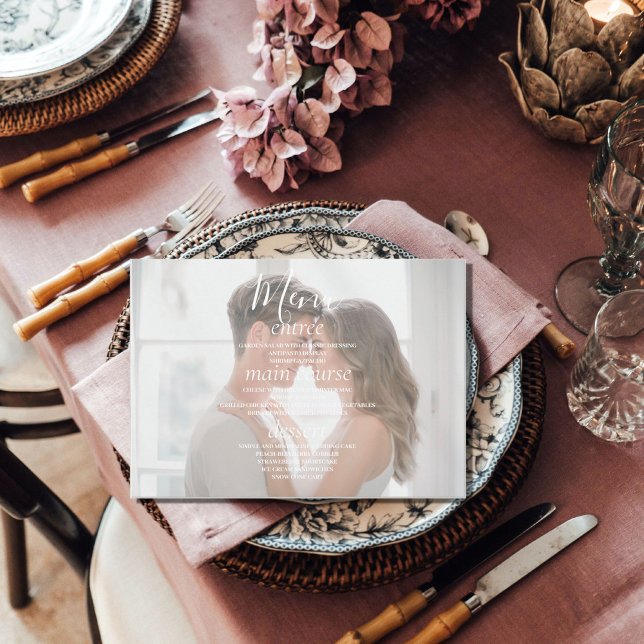 Elegant Custom Photo Wedding Table Menu Cards (Creator Uploaded)