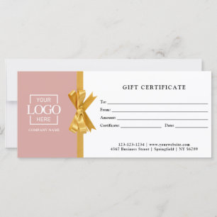 Elegant Custom Pink Business Gift Certificate