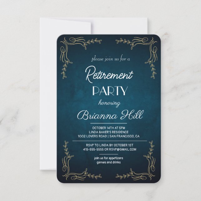 Elegant Custom Retirement Party Invitation  (Front)