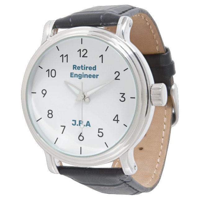 Elegant Custom Retirement Watch Initials Engineer (Angled)