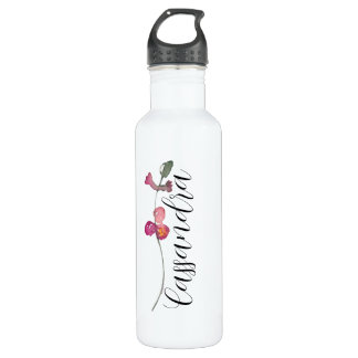 Elegant Custom Script Pretty Feminine Floral 710 Ml Water Bottle