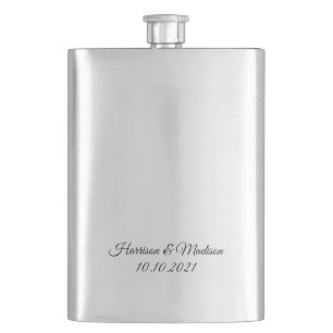 Elegant custom script text chic Wedding gift favou Hip Flask
