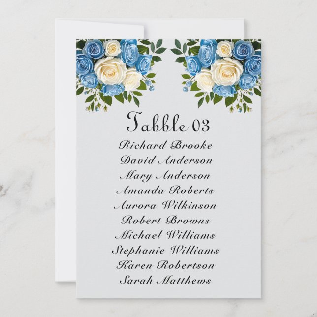 Elegant Custom Seating Chart Card for Weddings (Front)