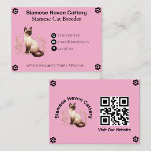 Elegant Custom Siamese Cattery Business Card