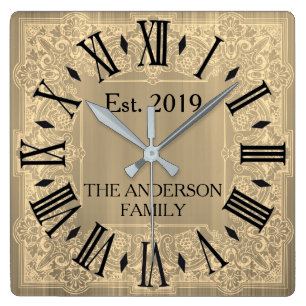 Elegant Custom Teal Blue Victorian Lace Square Wall Clock