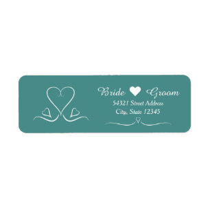 Elegant Custom Teal Wedding Heart Address Label