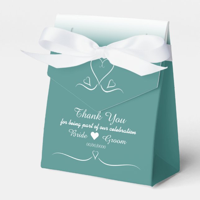 Elegant Custom Teal Wedding Heart Favour Box (Front Side)