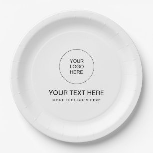 Elegant Custom Template Business Logo Text Here Paper Plate