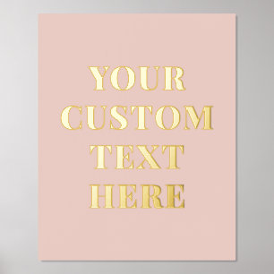 Elegant Custom Text Blush Pink Foil Prints